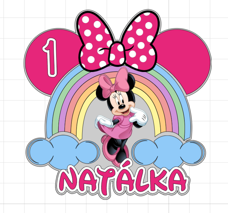 Minnie s dúhou – svietiaci LED zapich na tortu s menom
