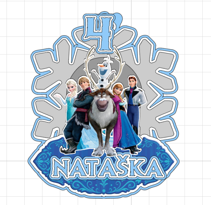Frozen – Čarovný svet ľadu a snehu – svietiaci LED zapich na tortu s menom