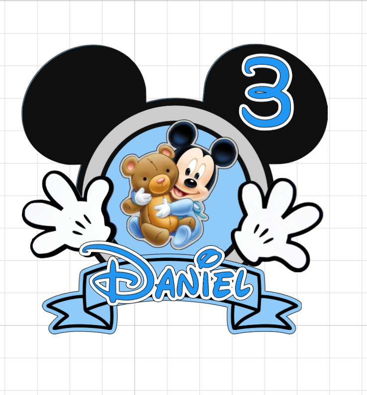 Baby Mickey Mouse – Malý dobrodruh – svietiaci LED zapich na tortu s menom