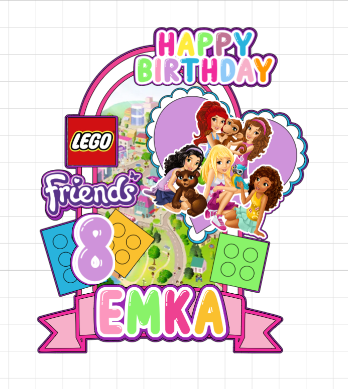 LEGO Friends – Priateľstvo plné dobrodružstiev – svietiaci LED zapich na tortu s menom