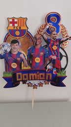 FC Barcelona – Futbalový šampión – svietiaci LED zapich na tortu s menom