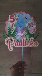 Delfín – svietiaci LED zapich na tortu s menom