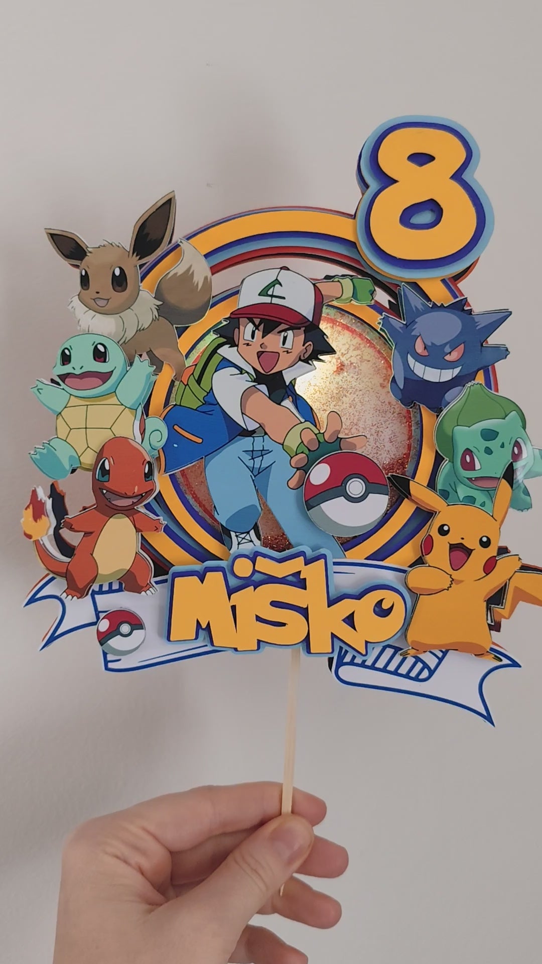 Pokémon – svietiaci LED zapich na tortu s menom