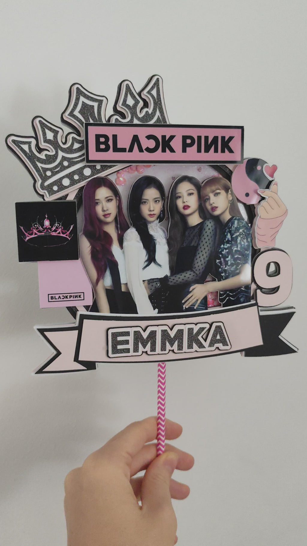BLACKPINK – Born Pink – svietiaci LED zapich na tortu s menom