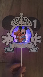 Baby Mickey Mouse – modrý LED zapich na tortu s menom