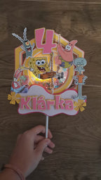 SpongeBob – ružový LED zapich na tortu s menom