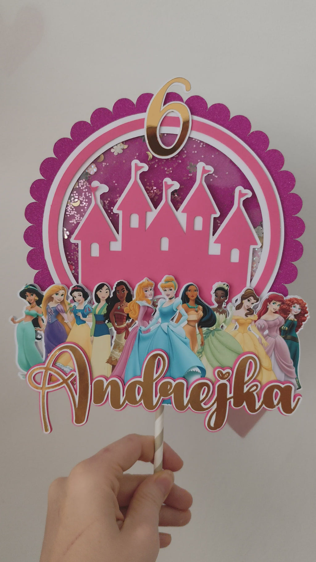 Disney princezné – Rozprávkové kráľovstvo – svietiaci LED zapich na tortu s menom