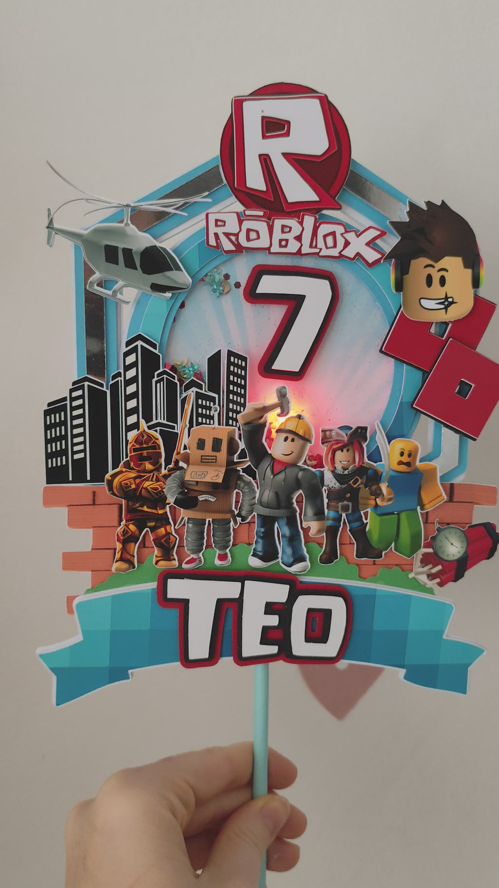 Roblox – svietiaci LED zapich na tortu s menom