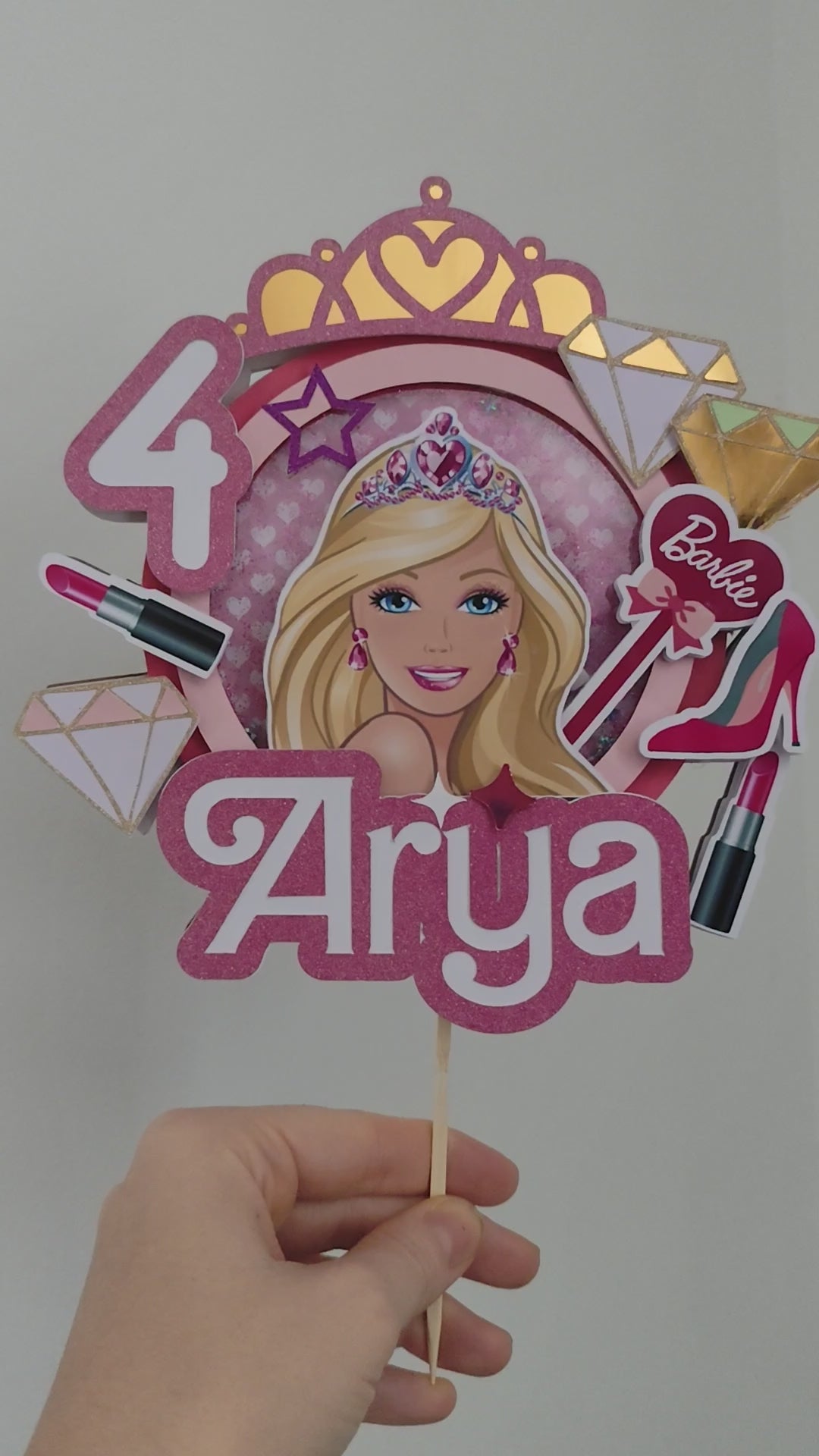 Barbie – svietiaci LED zapich na tortu s menom