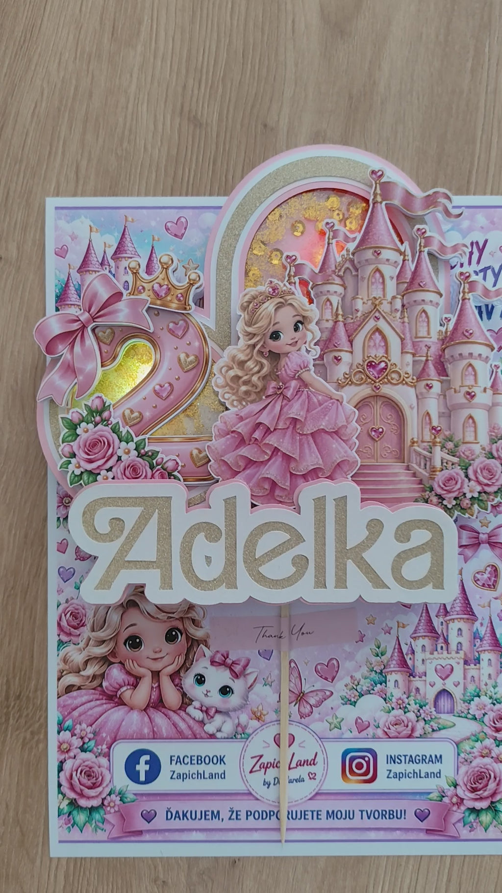 👑 LED Princezná – personalizovaný svietiaci zápich na tortu