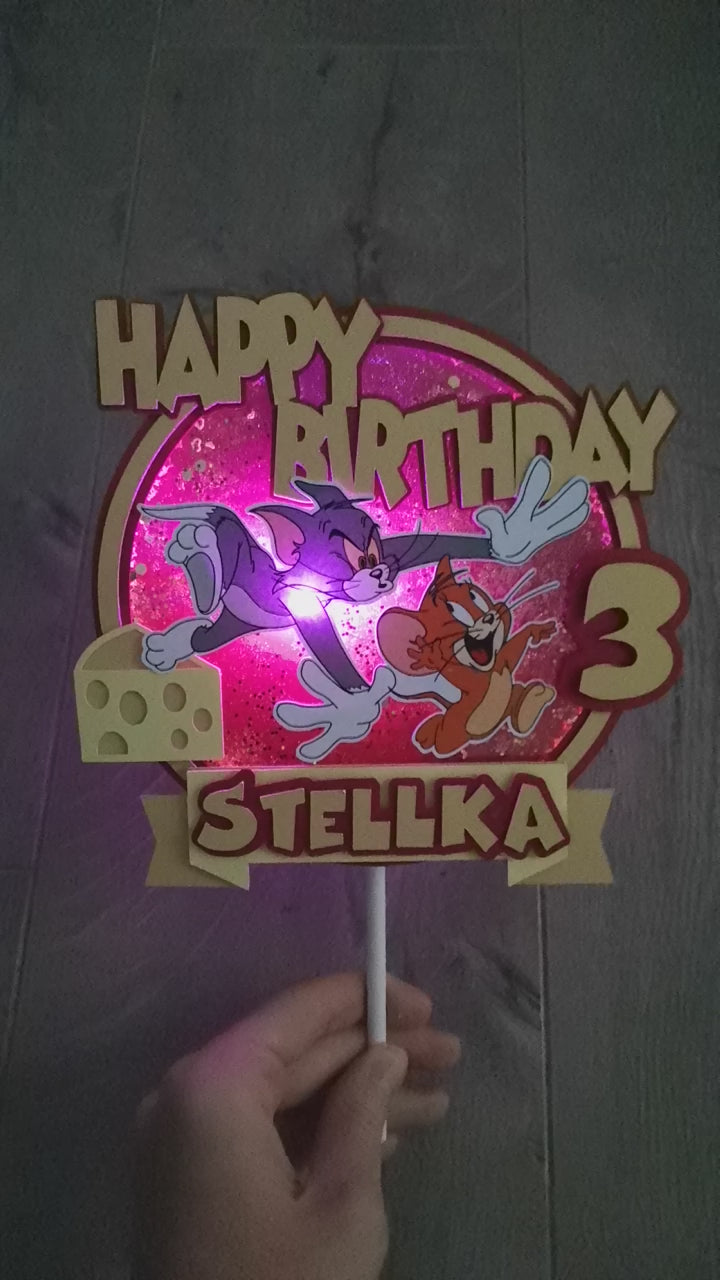 Tom a Jerry – svietiaci LED zapich na tortu s menom