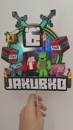 Minecraft – svietiaci LED zapich na tortu s menom