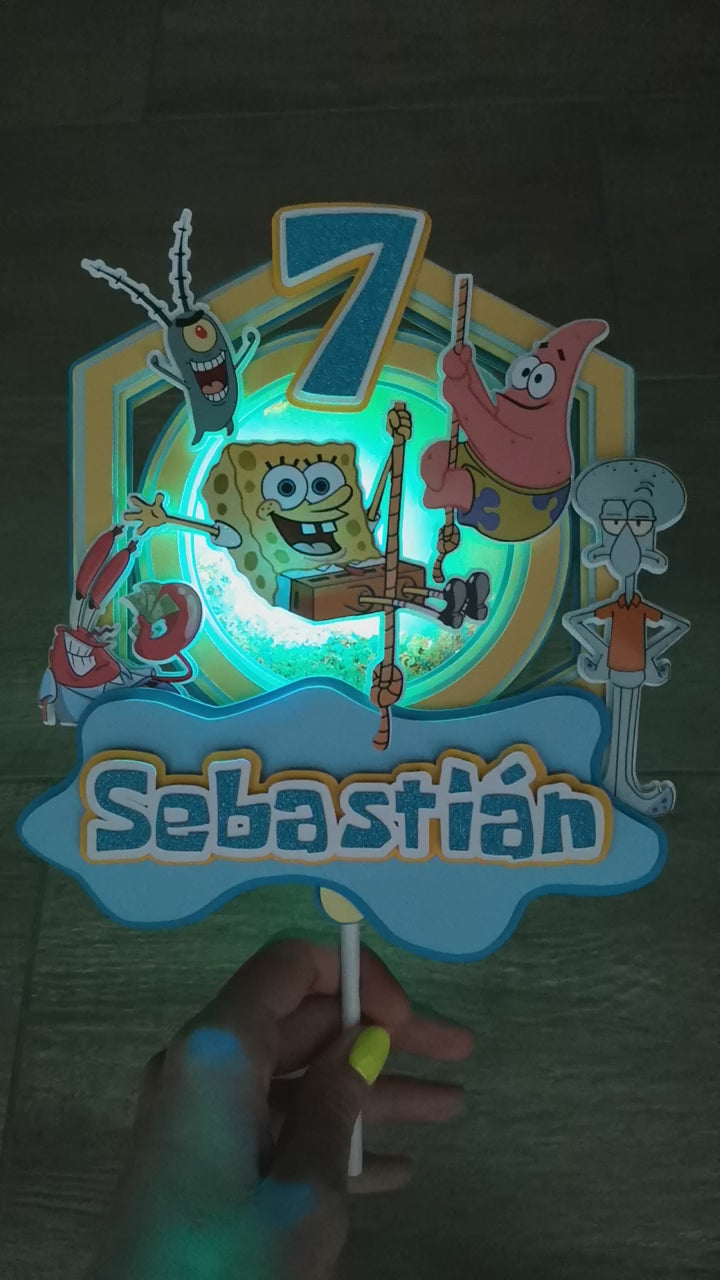 SpongeBob SquarePants – svietiaci LED zapich na tortu s menom