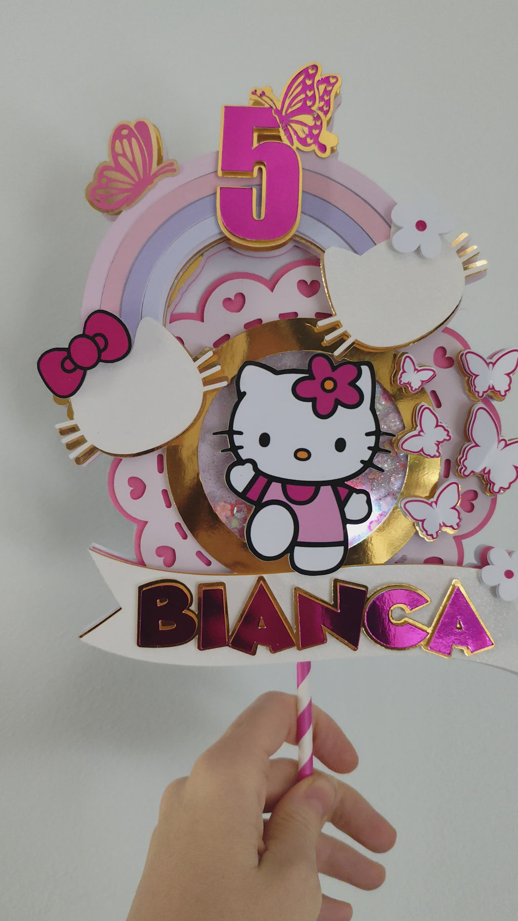 Hello Kitty – Ružové dobrodružstvo – svietiaci LED zapich na tortu s menom