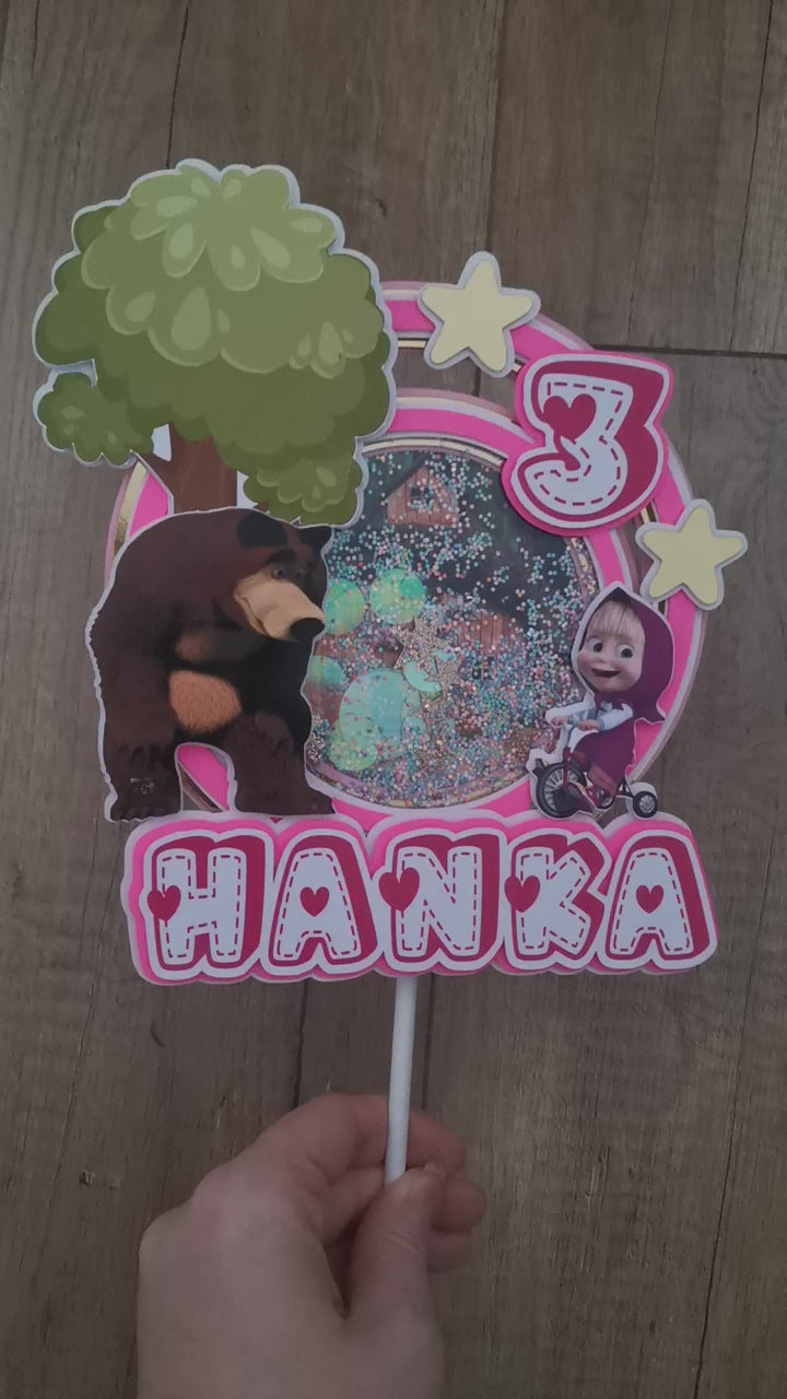 Máša a medveď – svietiaci LED zapich na tortu s menom)