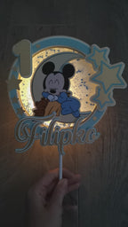 Baby Mickey Mouse – svietiaci LED zapich na tortu s menom