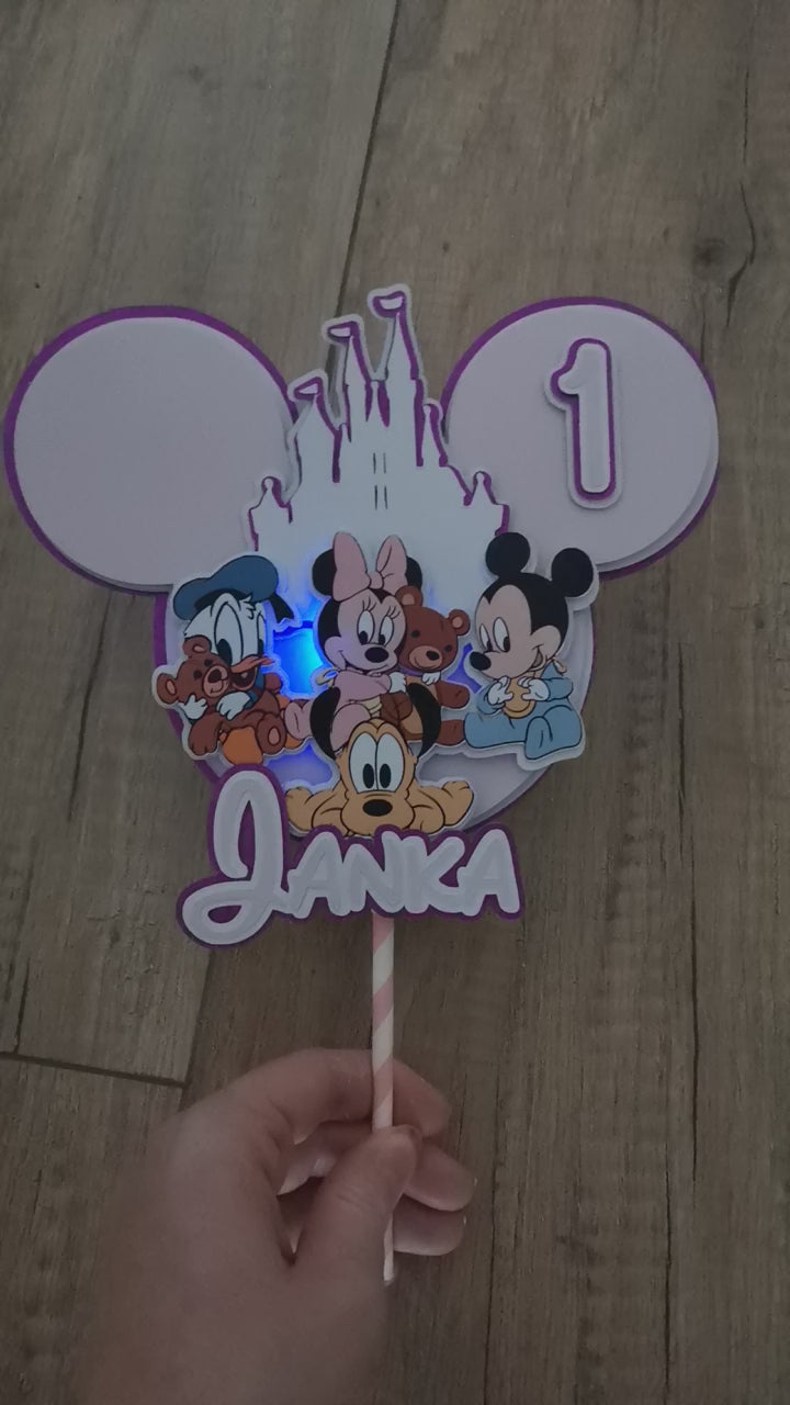 Disney Baby – ružový LED zapich na tortu s menom